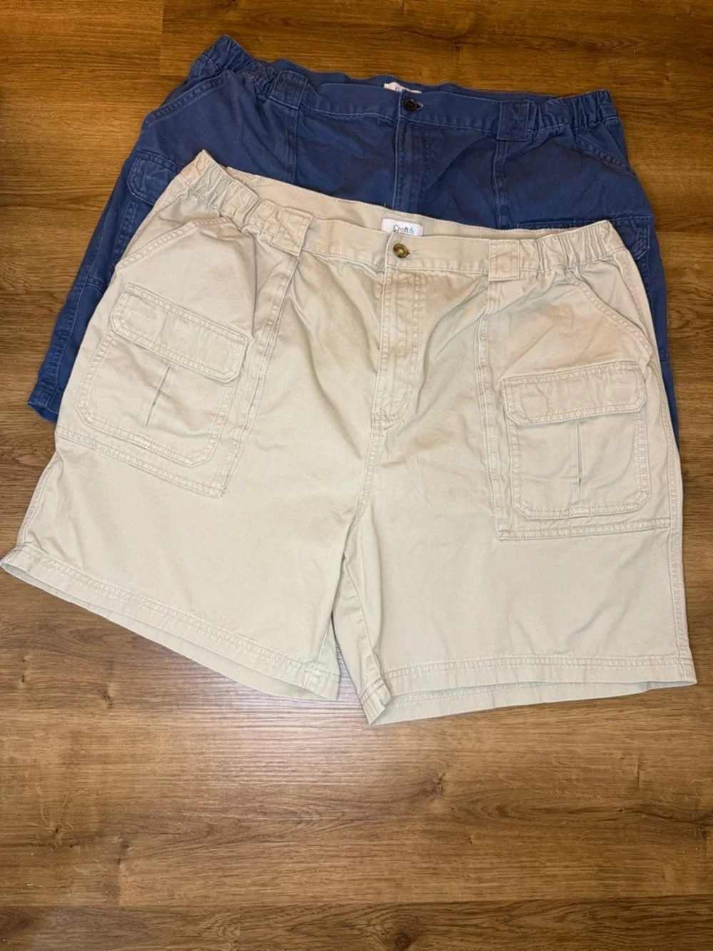 Croft & Borrow Cargo Shorts Hiking Summer Cotton Blue Khaki Lot of 2 Men’s 44